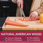 Made in USA Large Solid Maple Wood Cutting Board by Virginia Boys Kitchens - Butcher Block Wooden Carving Board with Juice Groove made from Sustainable North American Hardwood (20x15)
