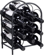 GOSSI 3- Tier Home Wine Bar for Wine Lovers Restaurant Hotel Wine Rack Standing Floor Cabinets Wine Bottle Holders Stands - Black 9 Bottle Metal Stand Christmas Decorations（23036）