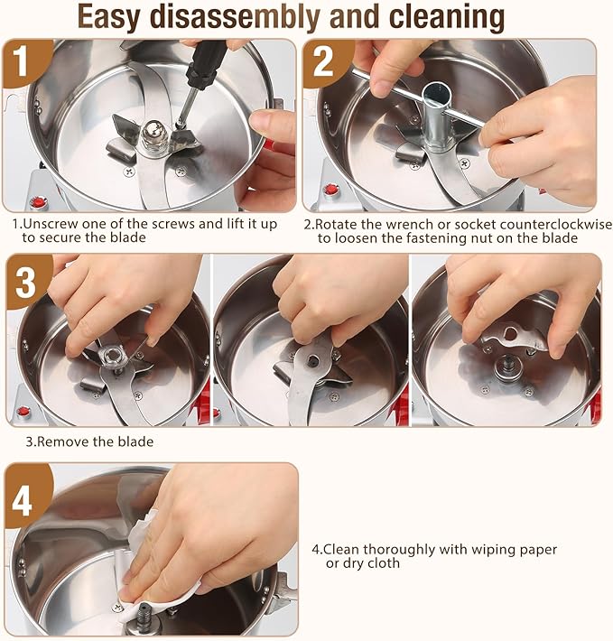 Electric Grain Mill Grinder-2500g 110V 4100W Performance Grain Mill,Suitable for Kitchen, Household,Commercial Use of Crushing Dry Grains,Spices,Herbs,Coffee,Corn,Pepper Grinder. (2500g)