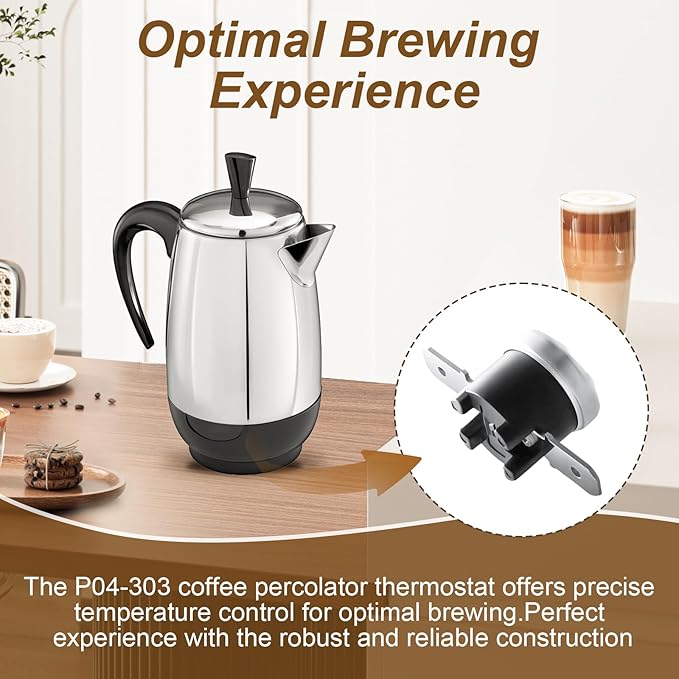 P04-303 Coffee Percolator Thermostat for Farberware FCP Series Coffee Maker Percolators FCP412,FCP240, FCP280,Temperature Control Coffee Pot Switch Replacement Part