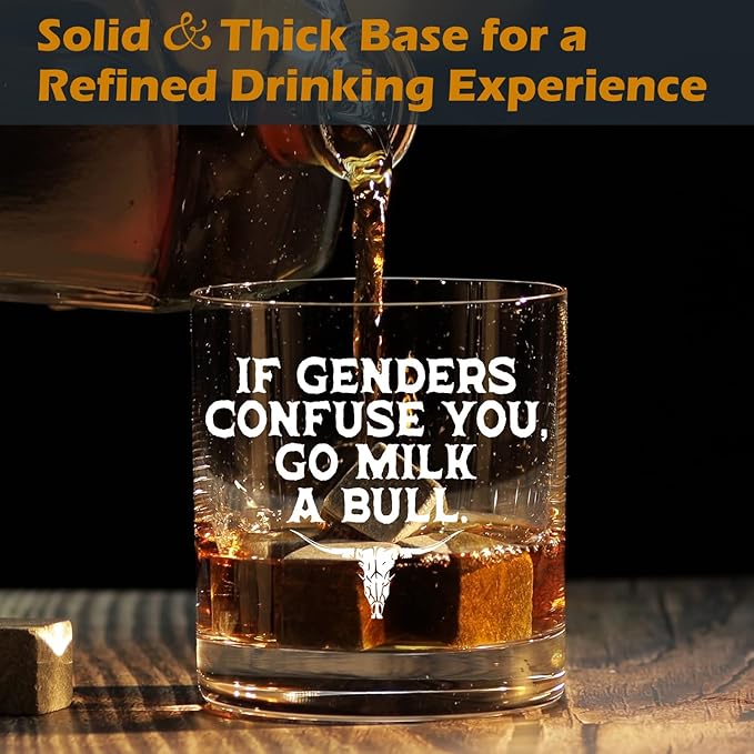 kunlisa Funny Whiskey Glasses, Sarcastic Gifts, Country Rural Humor 10 oz Drinking Rocks Glasses for Women Men Whisky Cocktail Scotch Bourbon Liquor