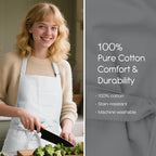 Unisex Apron with Pockets for Cooking, Salon & Art - 100% Cotton Adult Kitchen, Chef, Stylist Apron