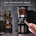 Coffee Grinder Electric with Precision Timer, Adjustable Burr Mill with 31 Precise Settings, Coffee Been Grinder for Home Use, for Espresso and Turkish Coffee, Drip and French Press, Black