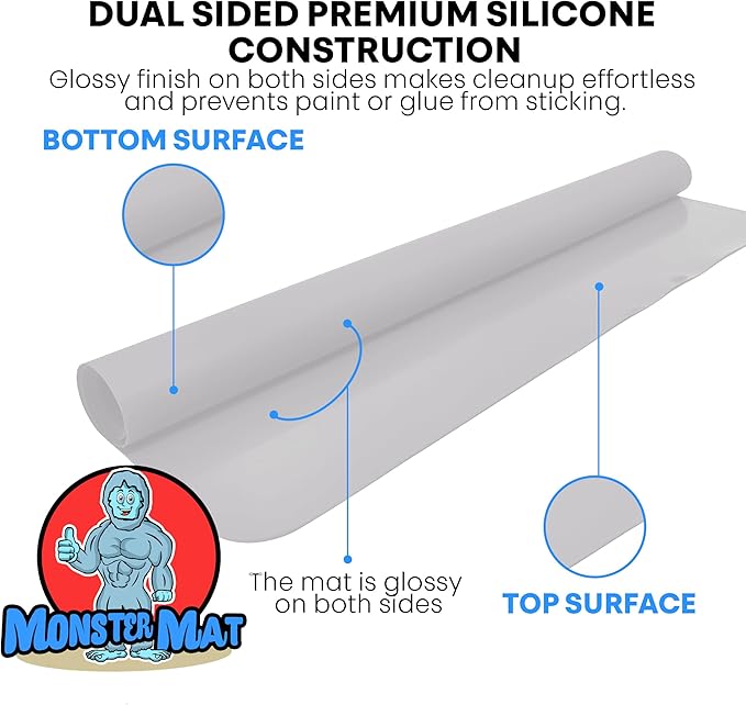 Extra Large Silicone Craft Mat 48x24 Inch – Heat Resistant Table Protector, Non-Slip Surface for Painting, DIY, Clay, Bakin, Easy Clean, Rolls Up – Use as Floor or Cutting Mat by MonsterMat