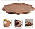 Kate and Laurel Alezar Mango Wood Wavy Round Lazy Susan Tray, 18 Inch Diameter, Walnut Brown, Scalloped Wooden Countertop Organizer with Turning Lazy Susan for Kitchen Storage or Ottoman Tray