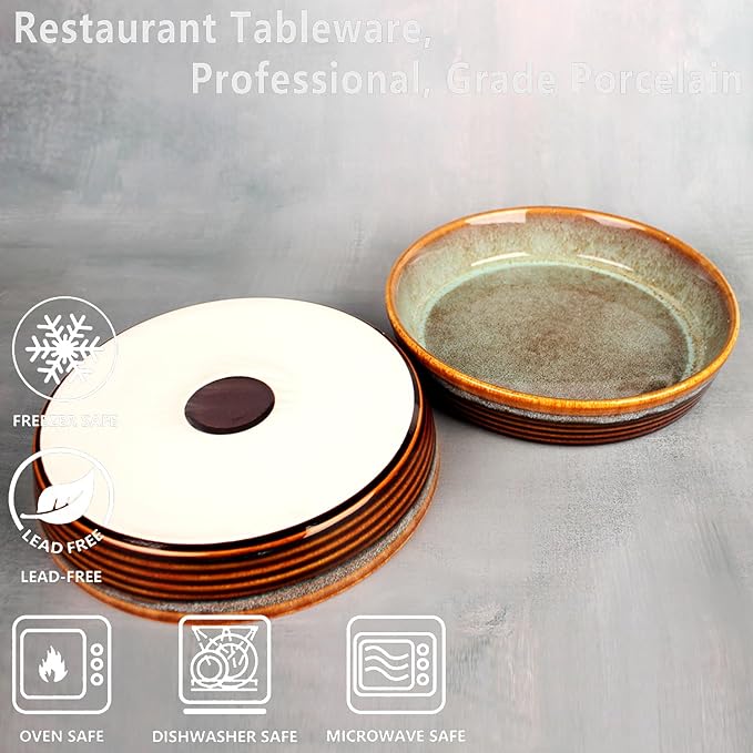 Large Quiche Tart Pans Pan, 17 oz Ceramic Au gratin pans, Fluted Ruffled Edge for Quiche Baking Dish/Pie Pan - Microwave Freezer Dishwasher Oven safe - Great Gift for Bakers 8 Inch