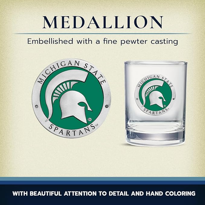 Heritage Pewter Michigan State Double Old Fashion | Double Rocks Glass 14 OZ for Liquor | Expertly Crafted Pewter Glass