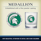 Heritage Pewter Michigan State Double Old Fashion | Double Rocks Glass 14 OZ for Liquor | Expertly Crafted Pewter Glass