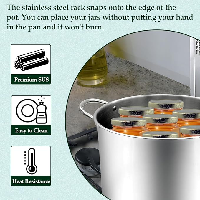 Canning Pot, Stainless Steel 21.5QT Water Bath Canner with Rack and Lid, Canning Supplies with Complete Canning Tool Set for Beginners and Enthusiasts