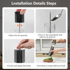 LHS Pepper Grinder Pepper Mill Salt Grinder Refillable- Large Capacity 12 Inch- Peppercorn Grinder Stainless Steel with Adjustable Ceramic Rotor (12", Black)