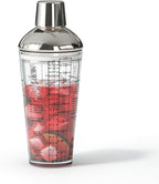 Glass Cocktail Shaker, with Recipes and Measurements 20oz, Built-in Strainer and Leakproof Seal, Clear Bar Tool for Margaritas, Martinis