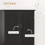 HOMCOM 48.5" Kitchen Pantry Cabinet with 2 Adjustable Shelves and 4 Beadboard Doors, Compact Farmhouse Kitchen Storage Cabinet for Dining Room, Black