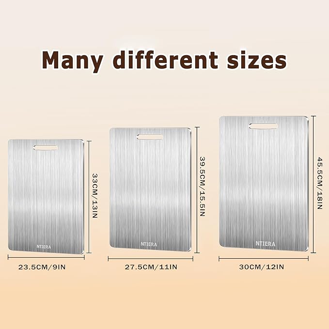New Stainless Steel Cutting Boards -Titanium Cutting Board for kitchen,Double-Sided Food Grade Non Toxic Cutting Board,Chopping Boards Necessities for Home Outdoor Camping Meal Prep,Easy to Clean （S）