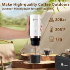Portable Electric Espresso Machine, Car Travel Self-Heating Electric Coffee Maker for Camping with Type-C, Suitable for ground coffee and Ns capsules for RV, Hiking, Office Spring Travel White Heating