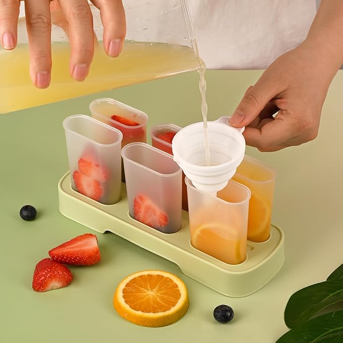 WMKGG Popsicles Molds Set, 6 PCS Ice Pop Mold,Homemade Ice Cream Mould with Sticks, Popsicle Maker(Green)