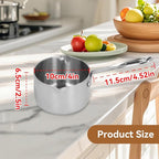 Stainless Steel Saucepan, 10oz Butter Melting Pot Butter Warmer with Dual Spouts and Long Handle Stove Top Thickened Sauce Pan for Milk Butter Sauce