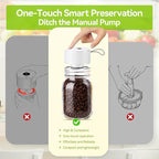 3-in-1 Electric Mason Jar Vacuum Sealer Kit for Mason Jars, Food Savers & Containers | Food Preservation System for Kitchen | Ideal for Canning Jams, Pickles, Dry Foods, Grains & Leftovers (White)