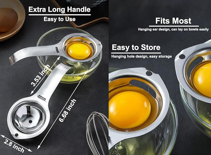 Egg Separator Egg Yolk White Filter Food Grade Egg Divider Stainless Steel Egg Sieve Kitchen Gadget Cooking/Baker Tool Egg Extractor