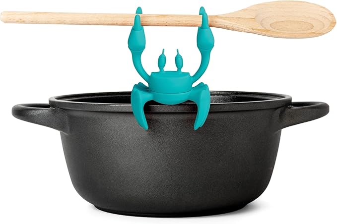 OTOTO Aqua the Crab Silicone Utensil Rest - Silicone Spoon Rest for Stove Top - BPA-Free, Heat-Resistant Kitchen and Grill Utensil Holder - Non-Slip Spoon Holder Stove Organiser and Steam Releaser
