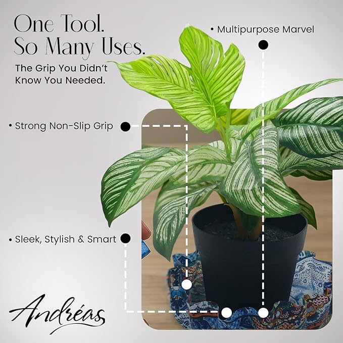 Andreas Silicone JO-387 Non-Slip 6.25" Jar Opener, Easy Lid Opener, Made with Silicone and Fabric, Dishwasher Safe, Garlic Peeler, White Marble, 6.25 inch