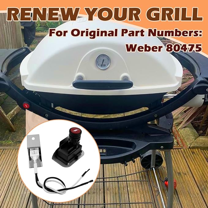 Grill Igniter KIt 80475 for Weber Q120 Q220 Series Grills Electronic Igniter Replacement Parts, Grill Push Electric Button Starter Kit Replacement for Weber Baby Q Parts 516002 566002 566014