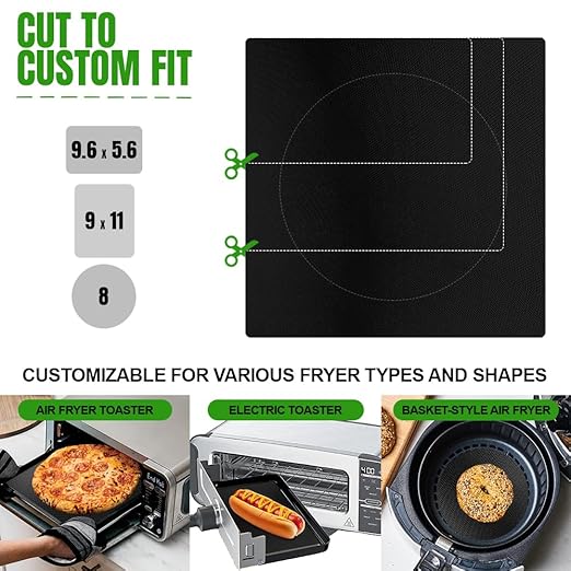 Toaster Oven Liners Reusable for Ninja Air Fryer Bottom Heat Resistant Mat 3 Pack, Compatible with Cuisinart Air Fryer Toaster Oven 12"x12" Airfryer Liner, Heavy Duty Nonstick Square Mats