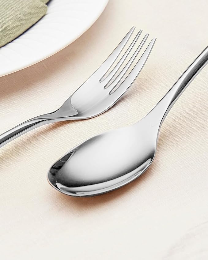 Lemeya 20-Piece Silverware Set for 4,Modern 18/10 Stainless Steel Flatware Set,Luxury Cutlery Set,Unique Utensils Set for Restaurant,Spoons and Forks Set,Mirror Polished,Dishwasher Safe