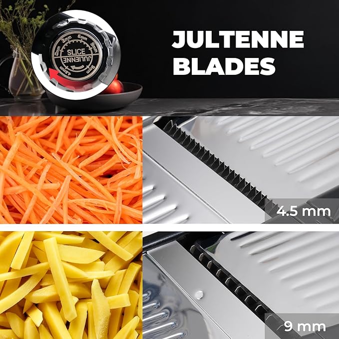 ZHANG XIAO QUAN SINCE 1628 Mandoline Food Slicer for kitchen, Adjustable Stainless Steel Mandoline Vegetable slicer Julienne, Onion Potato Chip French Fry vegetable slicer