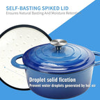 Dutch Oven 5 Quart Enameled Cast Iron Dutch Oven Pot with Self Basting lid Blue Heavy Duty Dutch Ovens Dual Handles Porcelain Enameled Cast Iron Pot Family or Friends Gifts