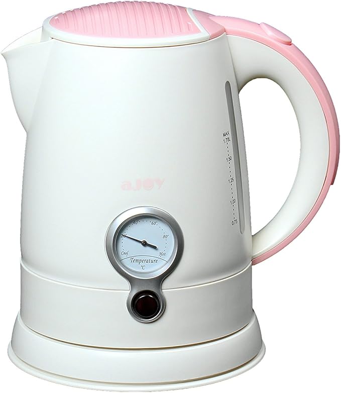 aJOY Professional Designer Series 1.7L Cordless Electric Kettle, BPA Free, 360 Degree Conceal Heating Element, Overheat Protection Control (Ivory-Pink)