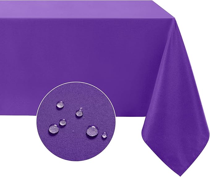 Softalker Rectangle Tablecloth, Waterproof & Stain Resistant Table Cloths Wrinkle Free Fabric Washable 210GSM Polyester Table Cover for Spring/Party/Outdoor - 52 x 70 inch,Purple