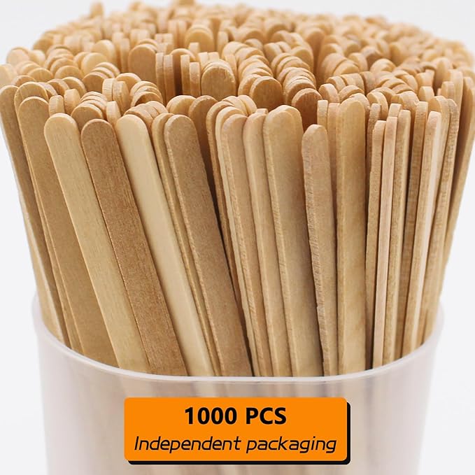 1000PCS 5.5 in Individually Wrapped in Paper Wooden Coffee Stirrers, A+++Level Smooth Rounded Edges Wood Sticks for Daily Use or Other DIY Craft Design (1000pcs)