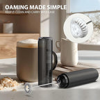 Black Milk Frother Wand, Electric Foam Maker Frother Wand, Hand Mixer for Lattes, Stainless Steel Mixing Head, Detachable for Cleaning, Cappuccino - Kitchen Gift