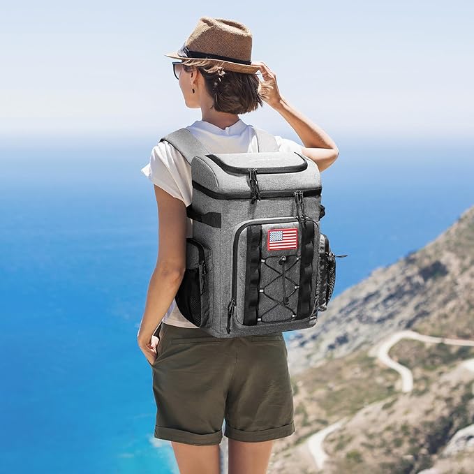 Maelstrom Backpack Cooler,Soft Lightweight Leakproof Cooler Backpack,35 Can Insulated Cooler Bag,Keeps 35 Cans Hot/Cold for Up to 16 Hours,Waterproof Lunch Backpack for Men Women-Grey