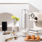 Sweejar Ceramic Espresso Cups Set of 6, Espresso Cup Stackable, 4 Oz Stackable Cappuccino Cups with Saucers and Metal Stand for Coffee Drinks, Americano, Latte, Tea (White)