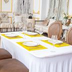 Linen Type Fabric Placemats Set of 8, Machine Washable, Heat Resistant, Wrinkle Free Thick Polyester Kitchen Place Mats for Dining Table (Yellow)