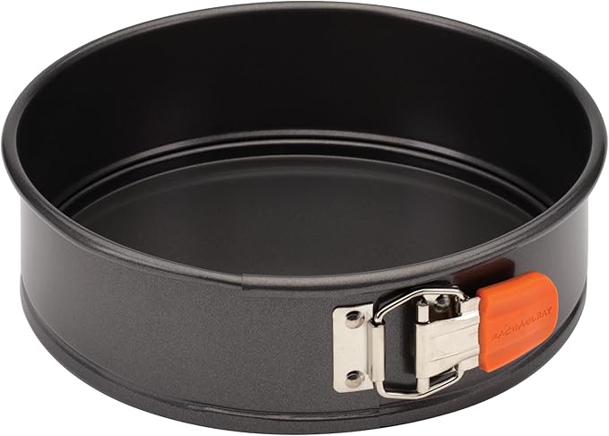 Rachael Ray Oven Lovin' Nonstick Bakeware Springform Baking Pan/ Springform Cake Pan / Cheesecake Pan With Grips, Round - 9 Inch, Gray