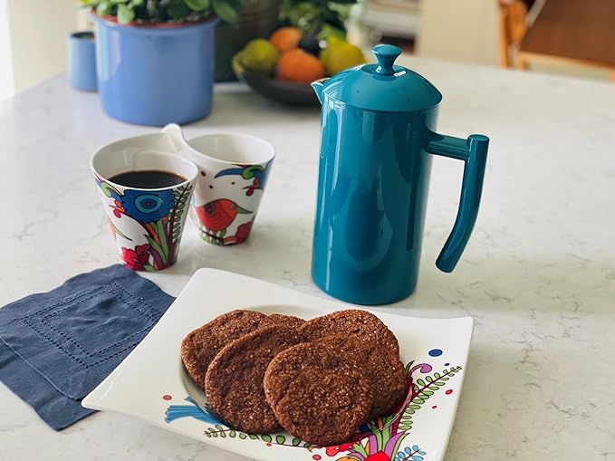 Frieling Stainless Steel French Press Coffee Maker - 34 Fl Oz, Yellow - Double-Walled with Double Filter - Insulated Plastic-Free Coffee Press for Camping & Travel