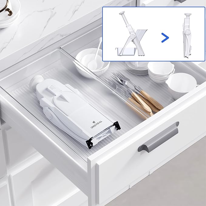 ONCE FOR ALL Safe Vegetable Slicer For Kitchen, Professional Mandoline Slicer For Food Potato Slices, Thickness Adjustable 0.1-8 mm Kitchen Artifact Fast Meal Prep (White)