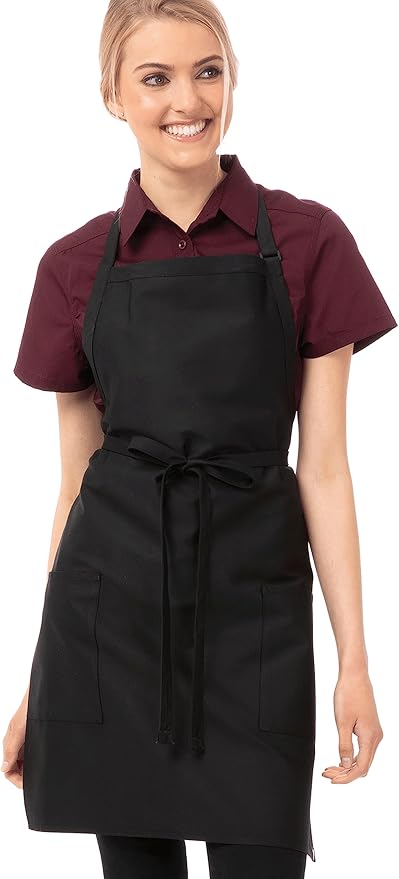 Chef Works Unisex Two Patch Pocket Bib Apron
