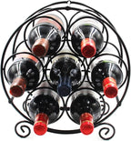 PAG 7 Bottles Freestanding Countertop Wine Rack, Metal Small Table Top Wine Rack, Drink Organizer Bottle Holder, Kitchen Organizers and Storage, Black