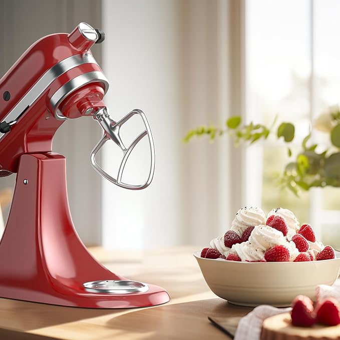 Stainless Steel Flat Beater for KitchenAid Mixer, Paddle Attachment for Tilt-Head Stand Mixer Fits 4.5-5 QT Mixing Bowl, Beater Replacement, Dishwasher Safe by GVODE
