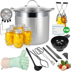 Stainless Steel Canning Pot with Rack and Lid, Large Water Bath Canner, Full Home Canning Supplies Starter Kit (20.5 Quarts, Black)