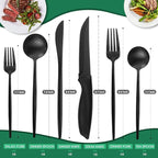 48 Pieces Matte Black Silverware Set with Steak Knives,Satin Finish tableware Cutlery Set,Black Flatware Set for Home and Restaurant,Knife Spoon And Fork Sets for ervice for 8