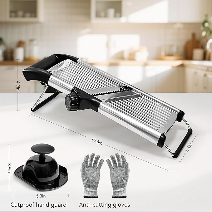Mandoline Slicer,Mandoline Food Slicer for Kitchen,Mandolin,Vegetable Chopper,Adjustable Stainless Steel Veggie Onion Tomato Julienne Cutter（Wear cut-resistant gloves）