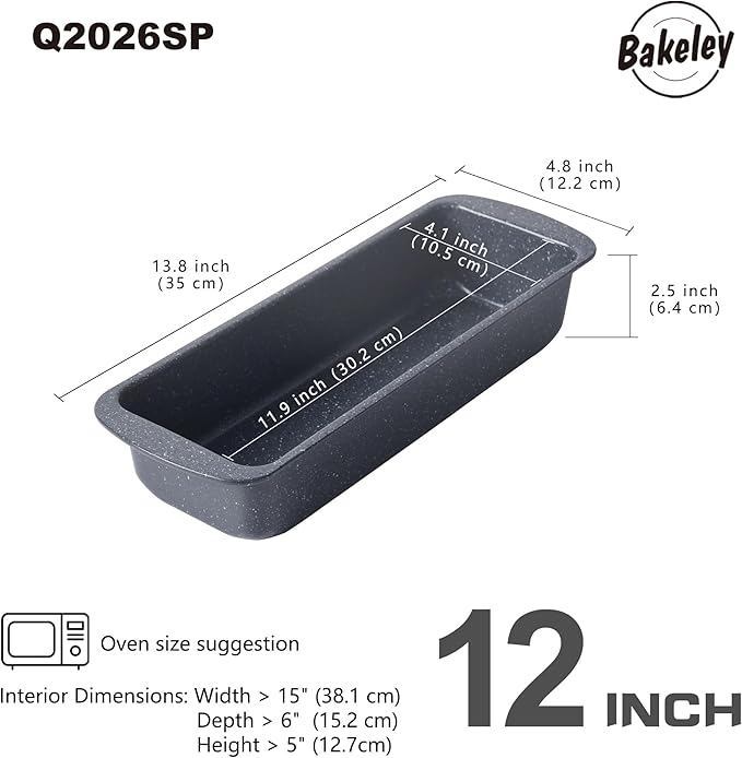 Loaf Pan 12-Inch Non-Stick Warp-Resistant Bakeware Rectangle Bread and Cake for Oven Instant Baking 13.8" x 4.8"