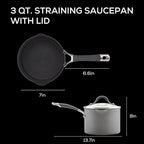 Circulon Radiance Hard-Anodized Nonstick Straining Saucepan, 3-Quart, Gray