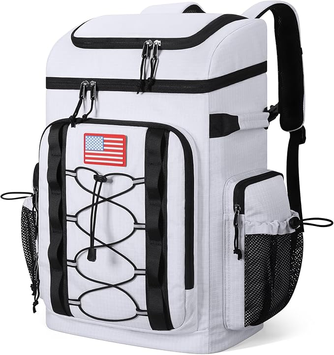 Maelstrom Backpack Cooler,Soft Lightweight Leakproof Cooler Backpack,50 Can Insulated Cooler Bag,Keeps 50 Cans Hot/Cold for Up to 16 Hours,Waterproof Lunch Bag for Men Women-White