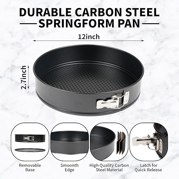 Spring Form Cake Pans 12 Inch Springform Pan Nonstick Round Cheesecake Pan Carbon Steel Large Baking Mold Cake Tin for Christmas Birthday