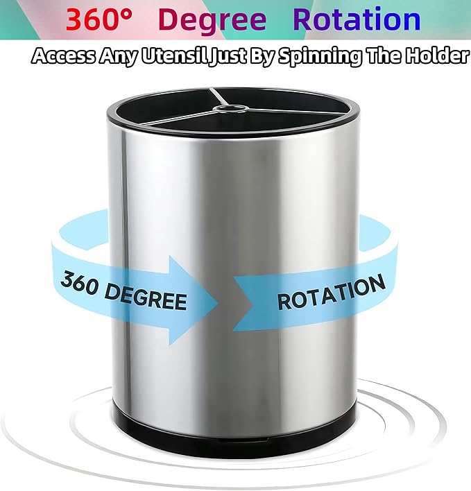 Utensil Holder,Extra Large Utensil Holder for Kitchen Counter, Silverware Organizer, Stainless Steel Storage Cooking Caddy Flatware Spoon Spatula Tool Cutlery Container(2 Set)